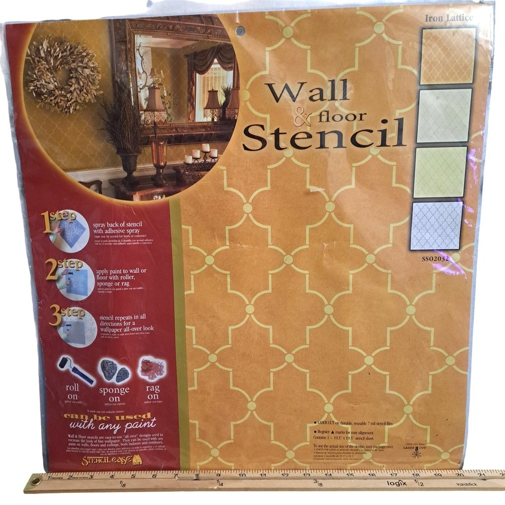 Stencil Ease Iron Lattice Wall‎ Floor Stencil 19.5in Reusable Geometric NEW